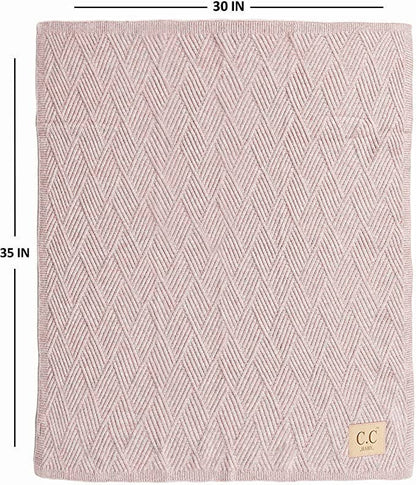 Baby Throw Blanket - Diagonal Basketweave (Rose)