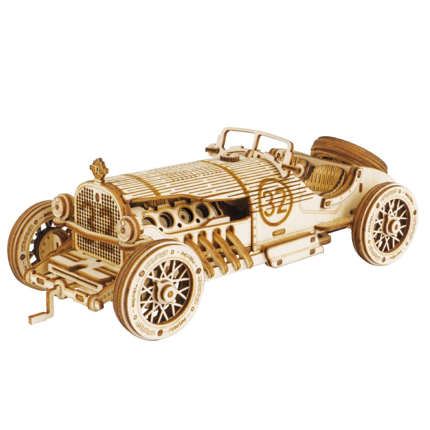 3D Laser Cut Wooden Puzzle: Grand Prix Car