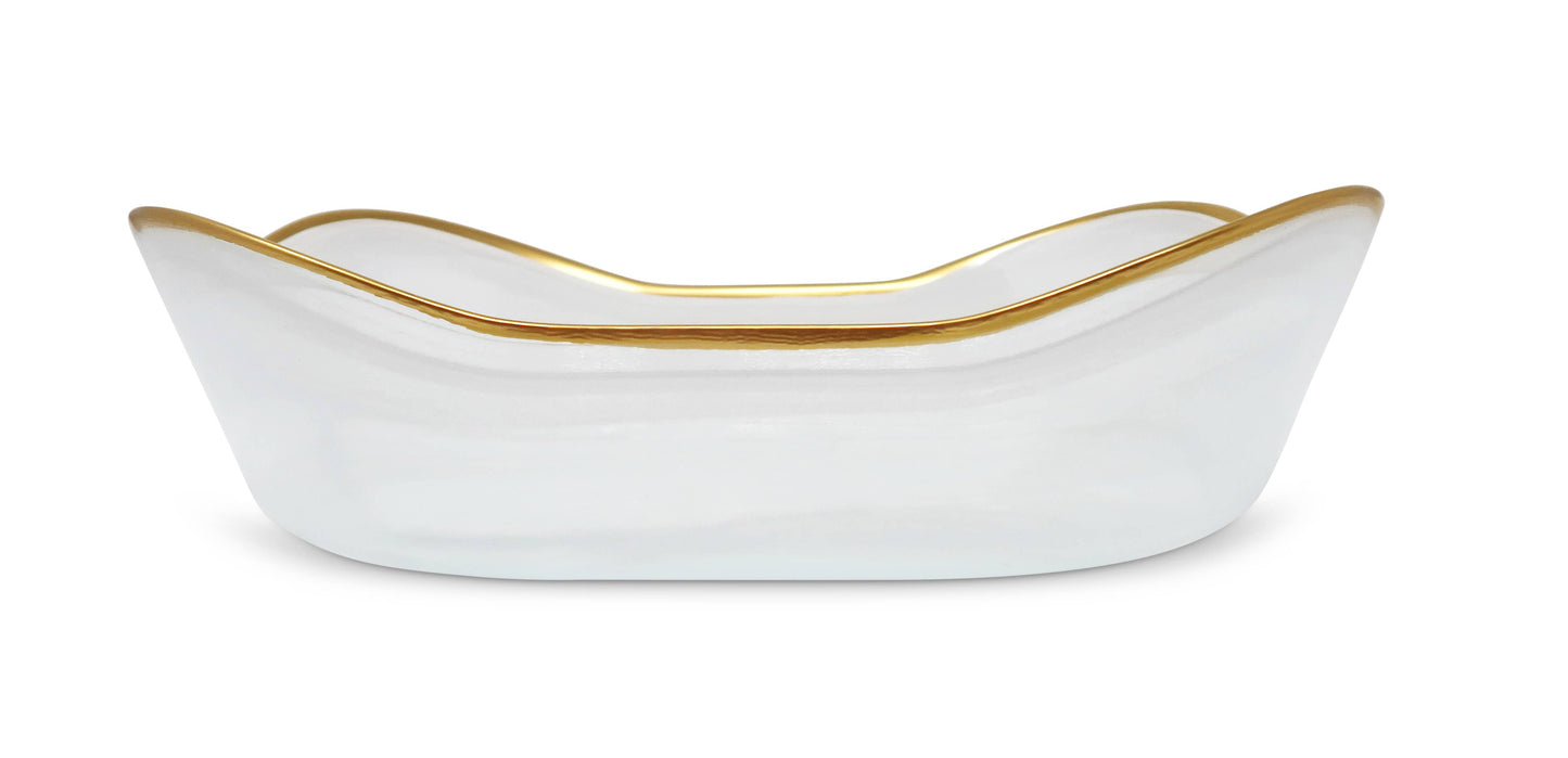 White Alabaster Bowl with Gold Rim