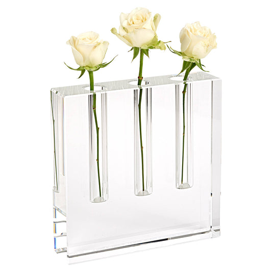 Triple Play  Handcrafted Square Optical Crystal 7" Vase