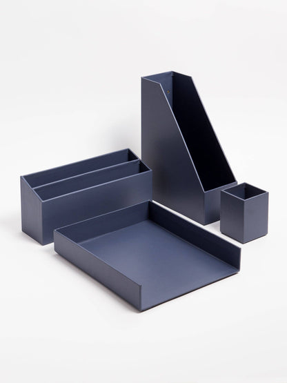 Solid Navy Desk Organizer Set