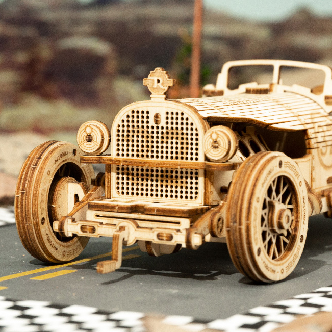 3D Laser Cut Wooden Puzzle: Grand Prix Car