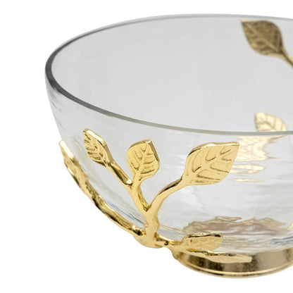 Bird Glass Bowl with Metal Base