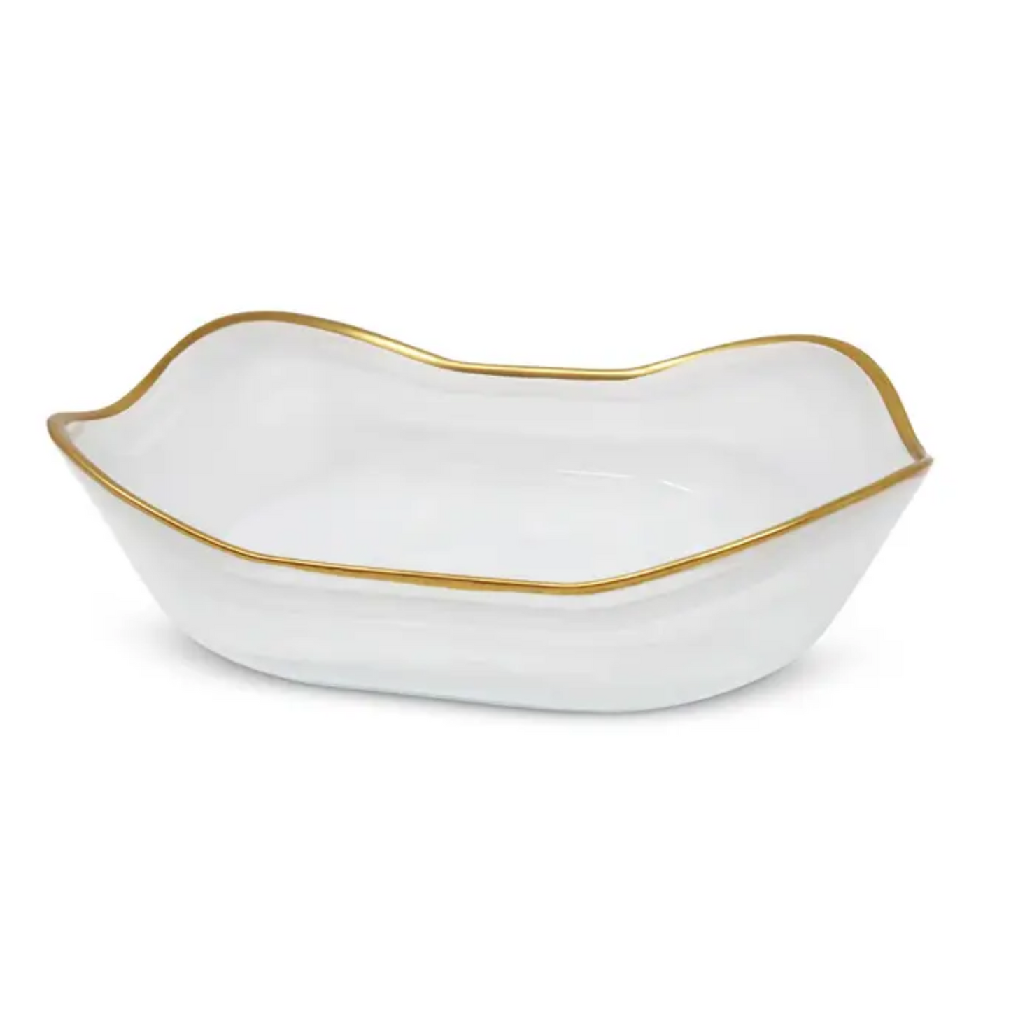 White Alabaster Bowl with Gold Rim