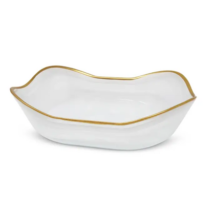 White Alabaster Bowl with Gold Rim