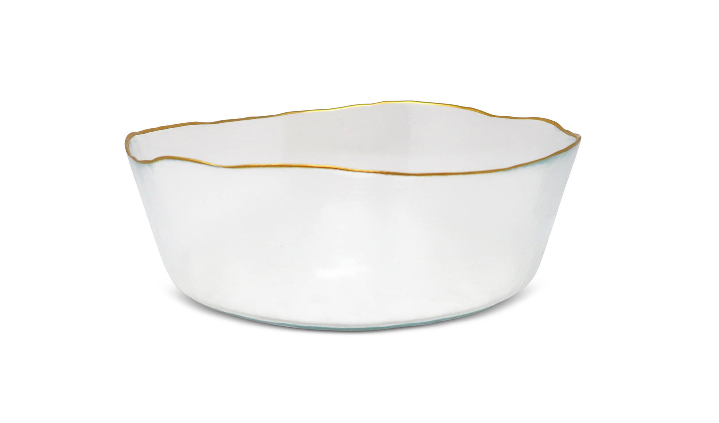 Organic Shaped Salad Bowl with Gold Trim