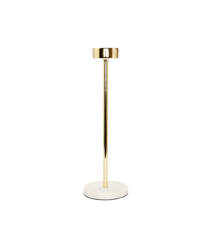 Gold Taper Candle Holder on Marble Base - 14"H