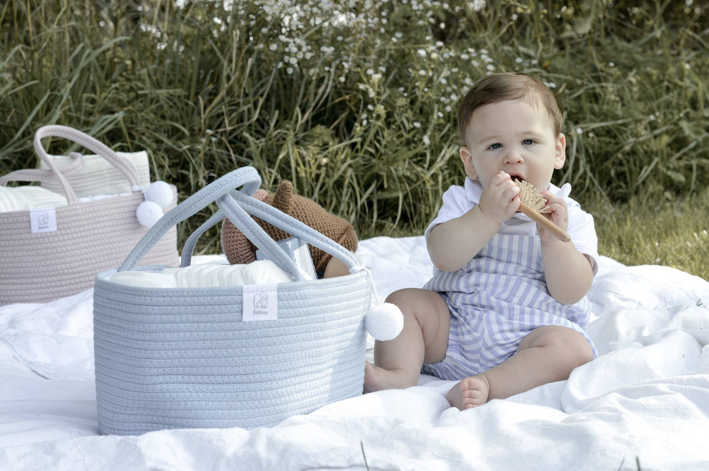 Rope Diaper Caddy | Misty Blue