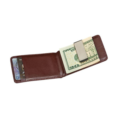 Brown Leather Billfold Style Case With Money Clip