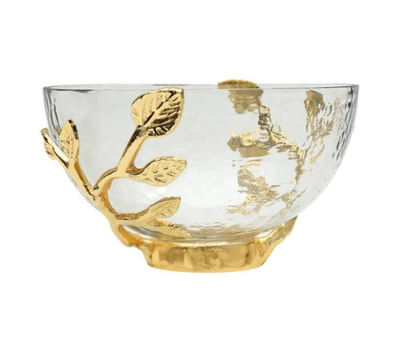 Large Bird Glass Bowl with Metal Base