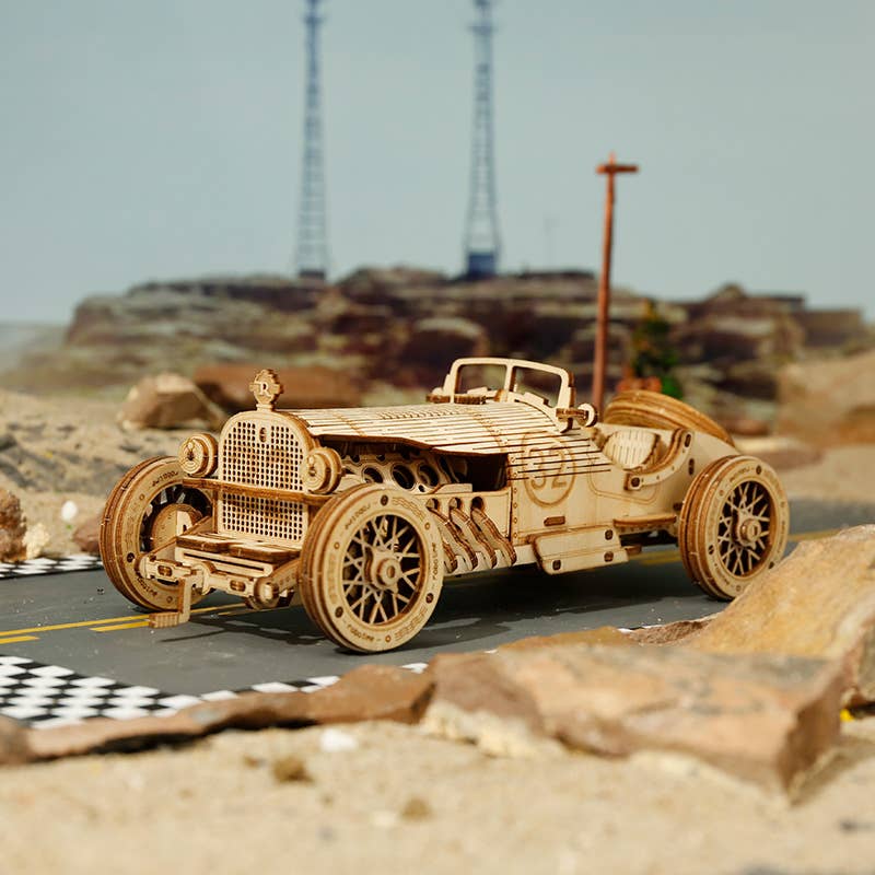 3D Laser Cut Wooden Puzzle: Grand Prix Car