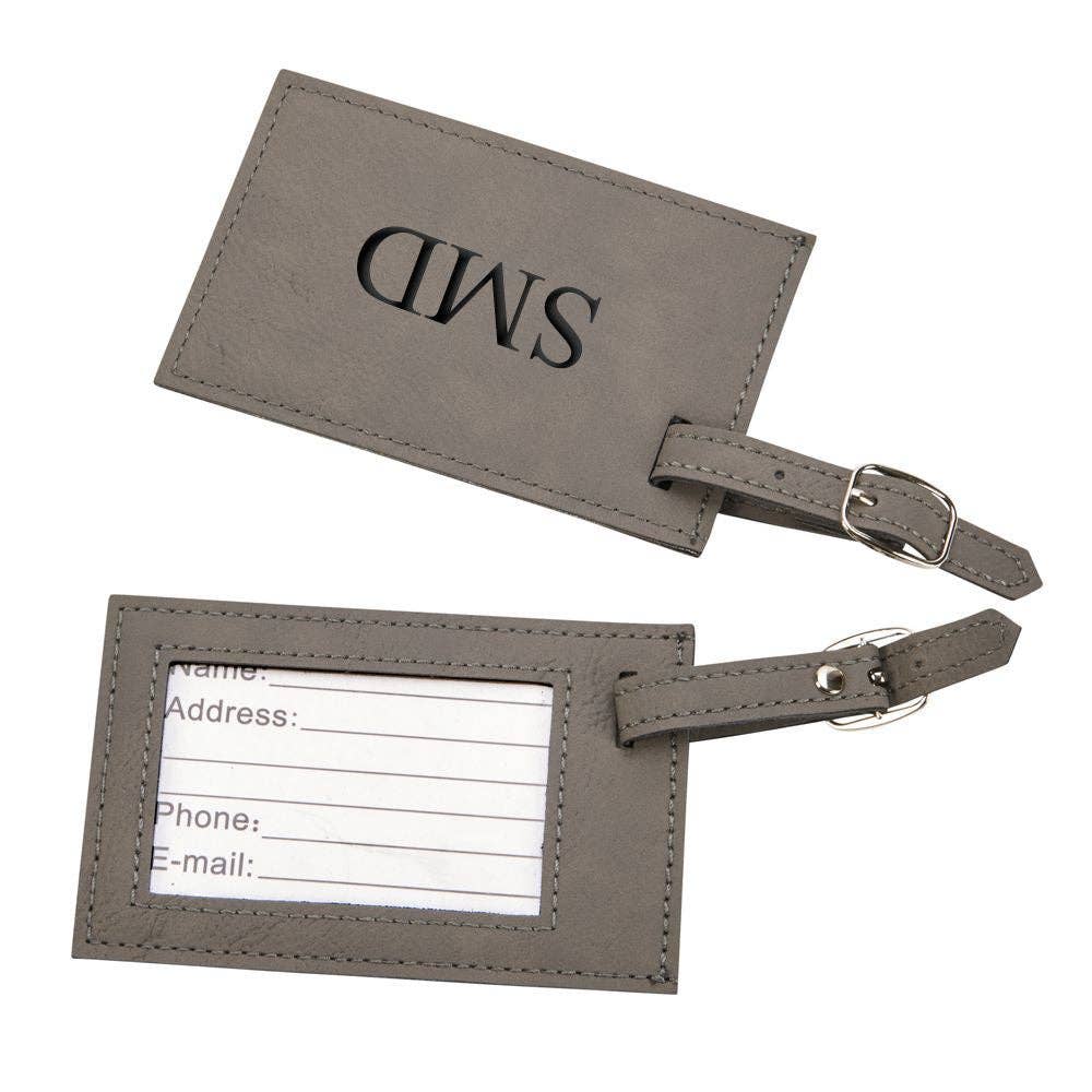 Leatherette Luggage Tag, Grey 2.75" X 4.375"