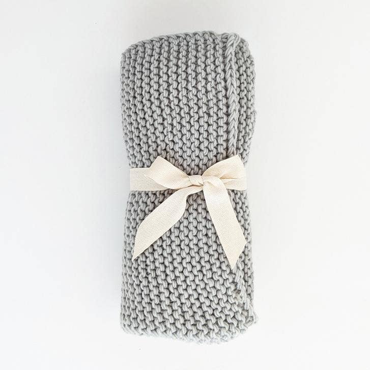 Ice Grey Garter Stitch Knit Baby Blanket