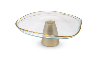 Gold Footed Glass Cake Plate