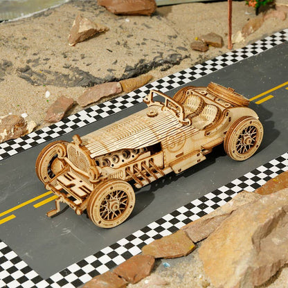 3D Laser Cut Wooden Puzzle: Grand Prix Car