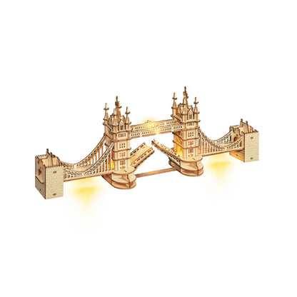 3D Laser Cut Wooden Puzzle: Tower Bridge with lights