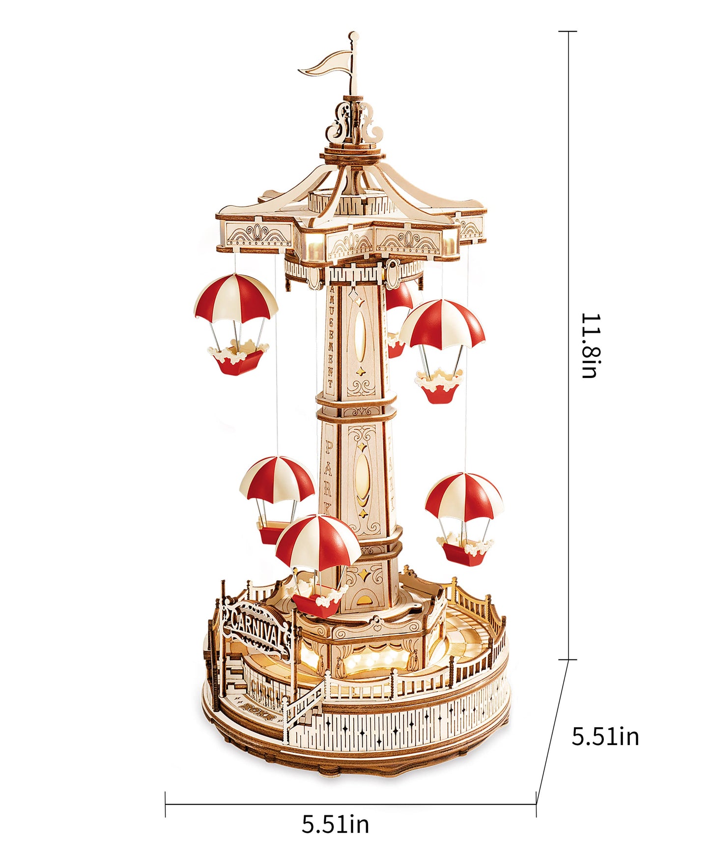 Electro-Mechanical Wooden Puzzle: Parachute Tower