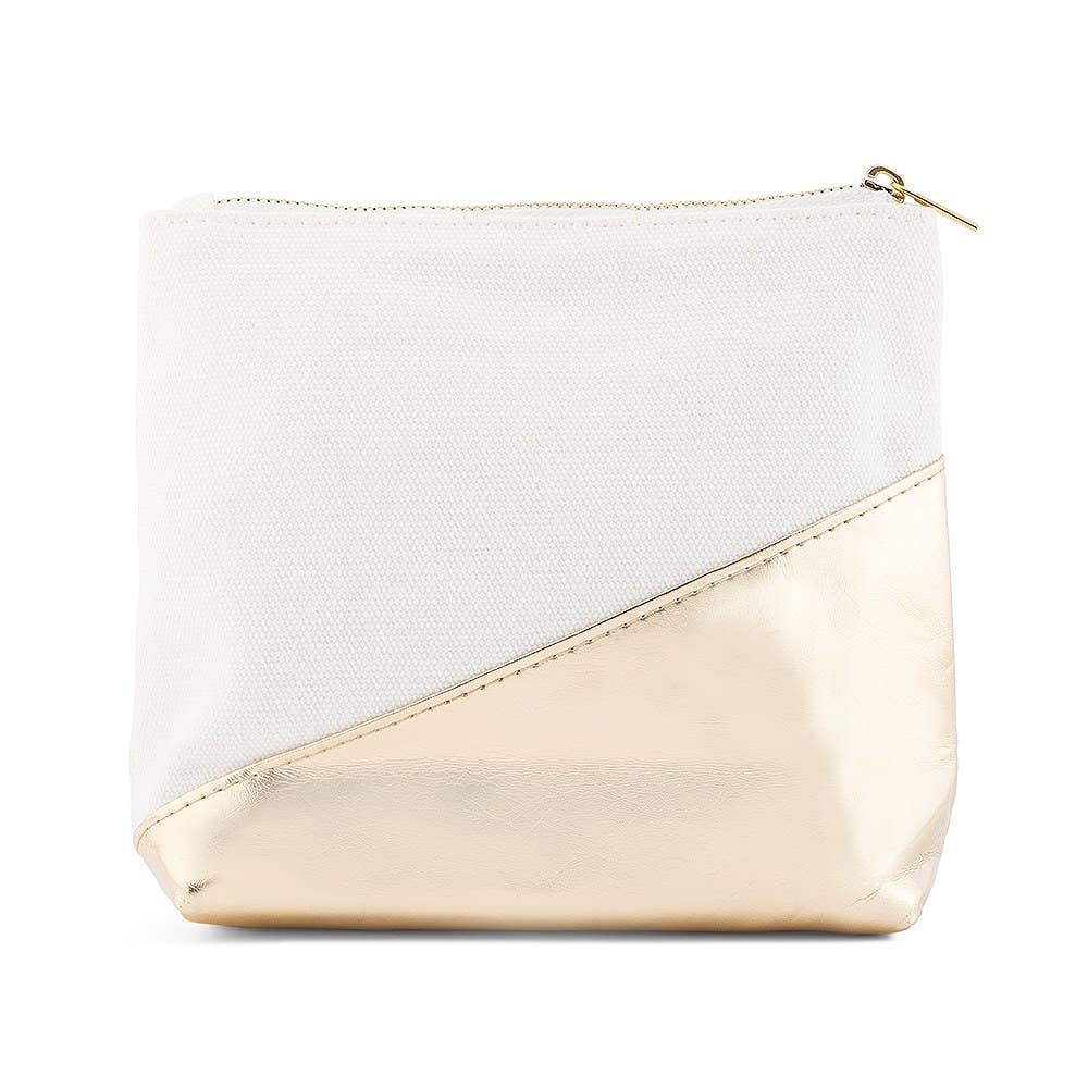 Small Makeup Bag For Women- Metallic Gold Dipped