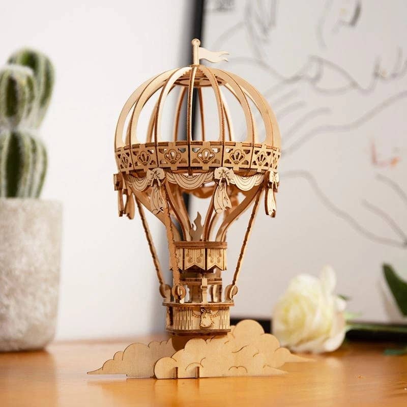 3D Laser Cut Wooden Puzzle: Hot Air Balloon