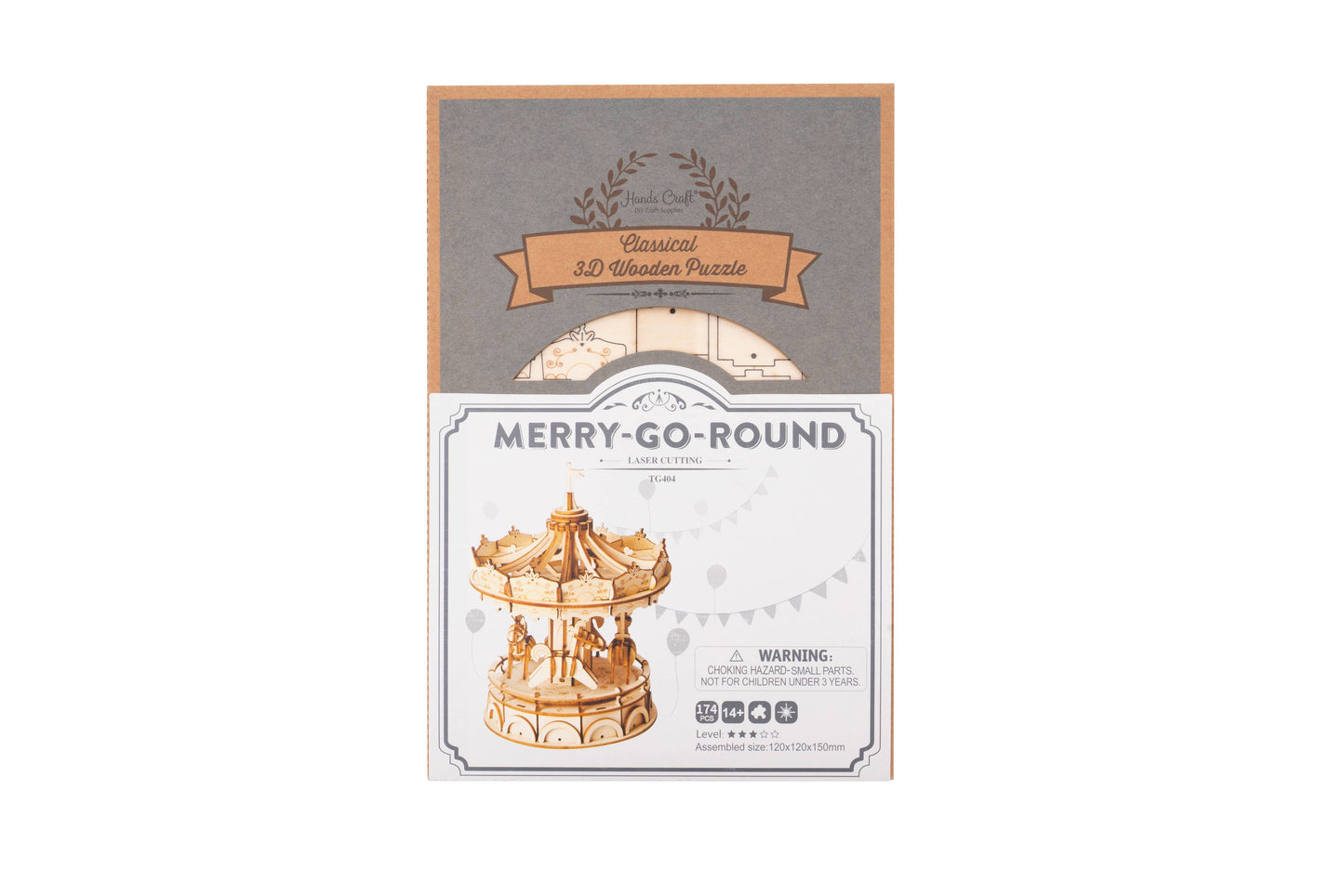 3D Laser Cut Wooden Puzzle: Merry-Go-Round