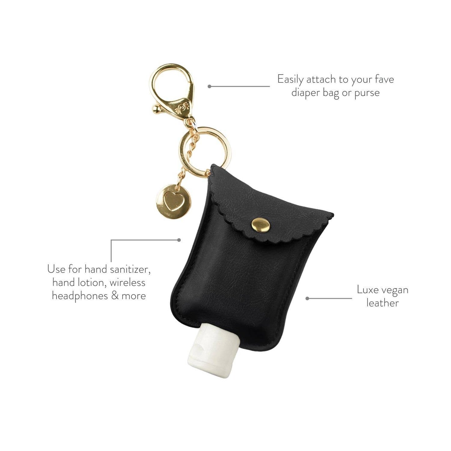 Black Cute 'n Clean™ Hand Sanitizer Charm Keychain