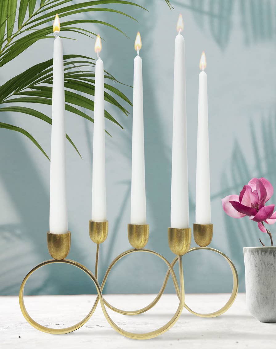 Five Light Candle Holder - Gold or Silver