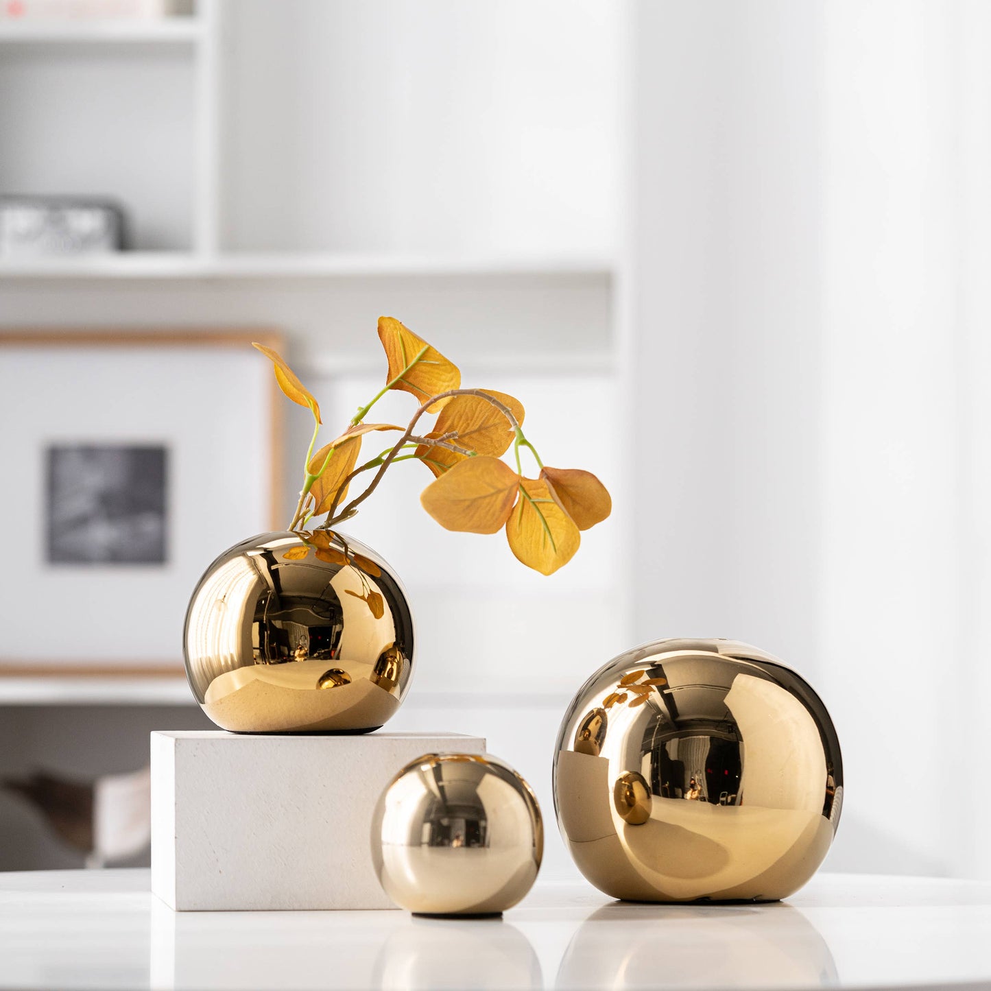 Gold Globe Vase Set of 3