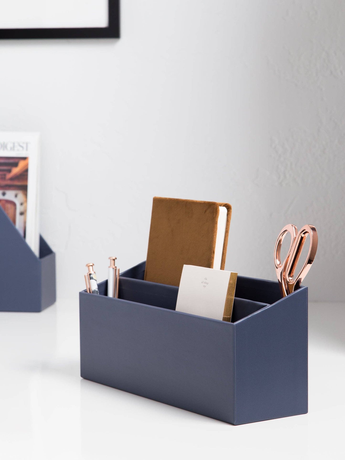 Solid Navy Desk Organizer Set