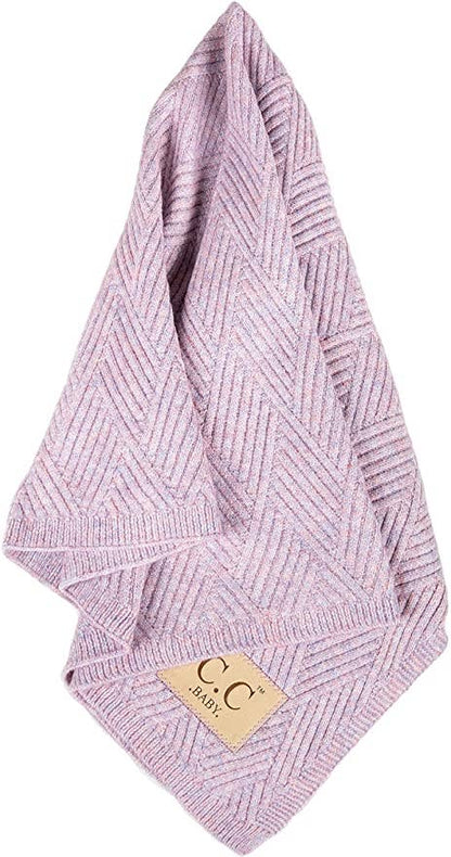 Baby Throw Blanket - Diagonal Basketweave (Lavender)