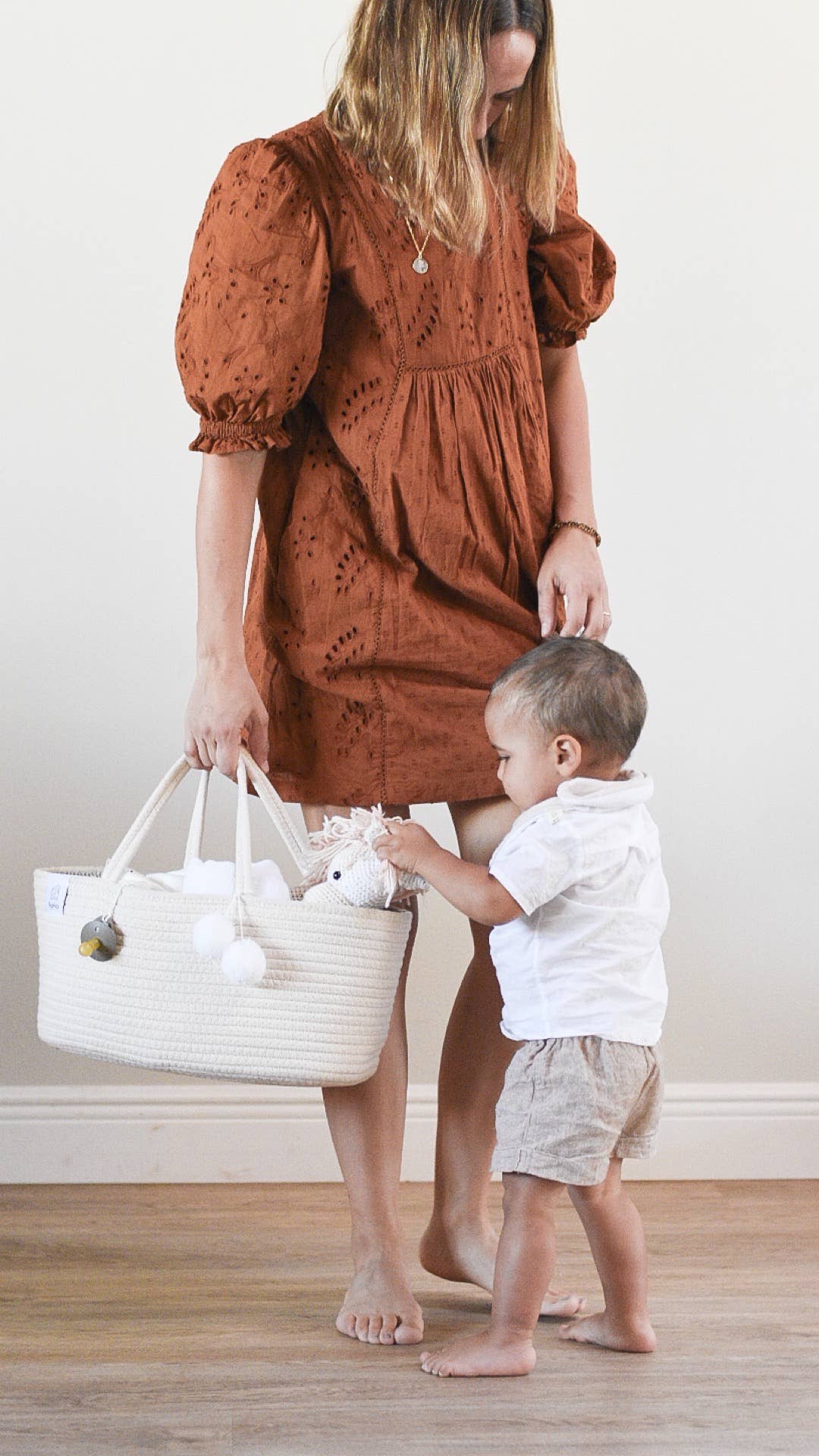 Rope Diaper Caddy/ Beige