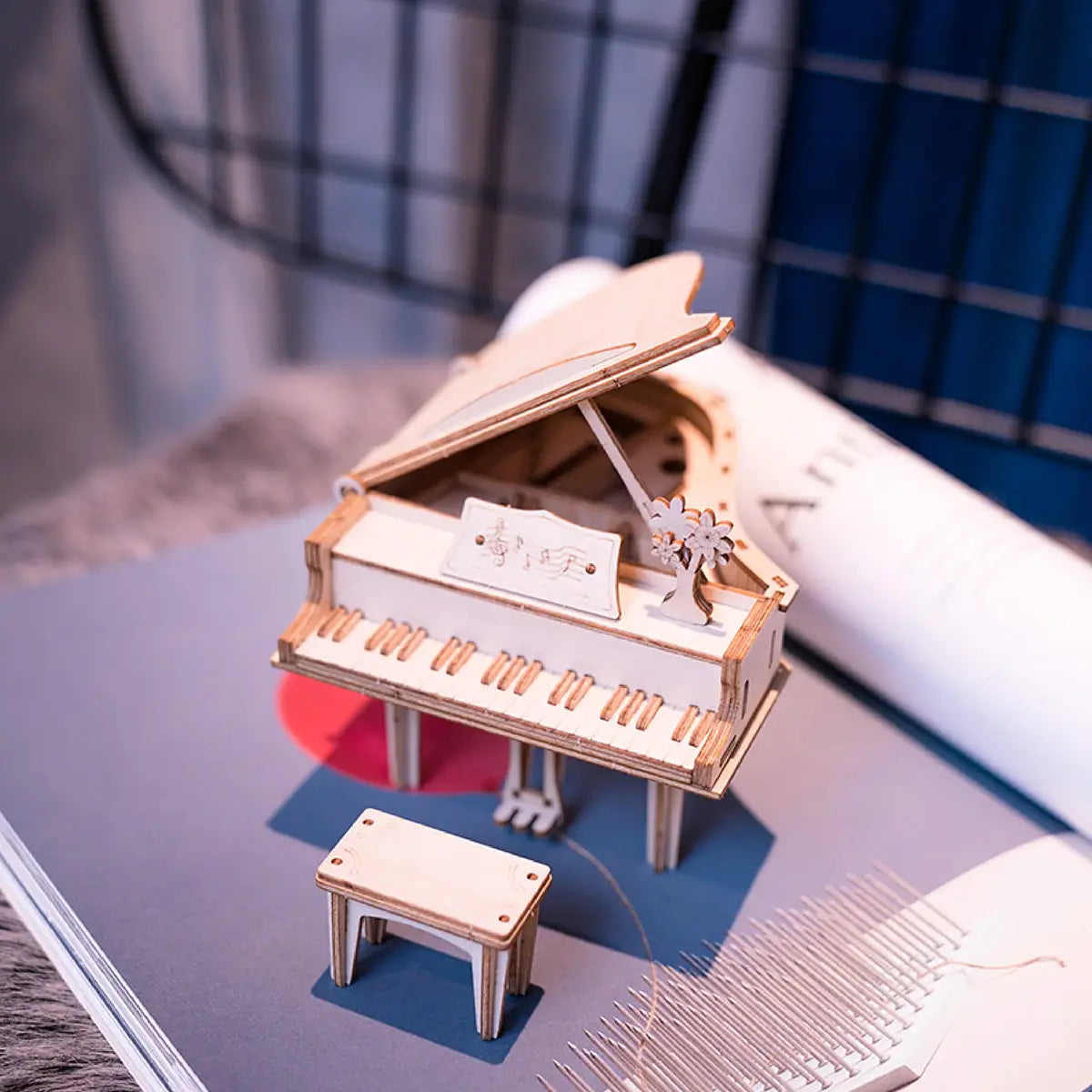 3D Laser Cut Wooden Puzzle: Piano