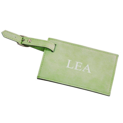 Lime Green Leatherette Luggage Tag, 4.375" X 2.75"