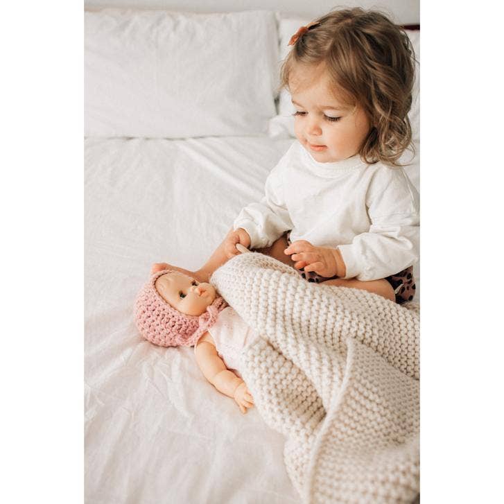 Natural Garter Stitch Knit Baby Blanket