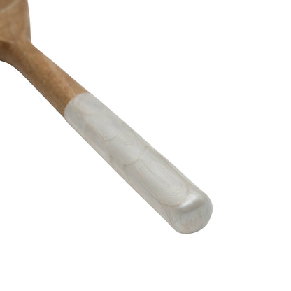 White Pearl Textured Enamel Wood Salad Servers