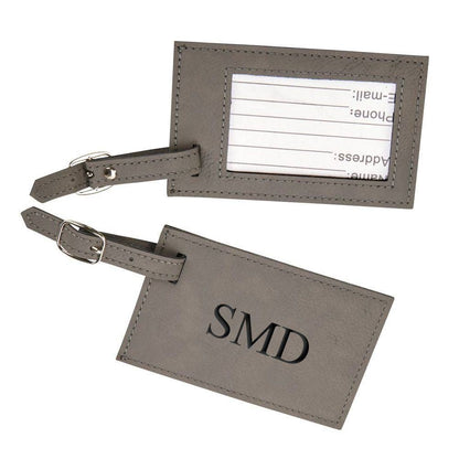 Leatherette Luggage Tag, Grey 2.75" X 4.375"