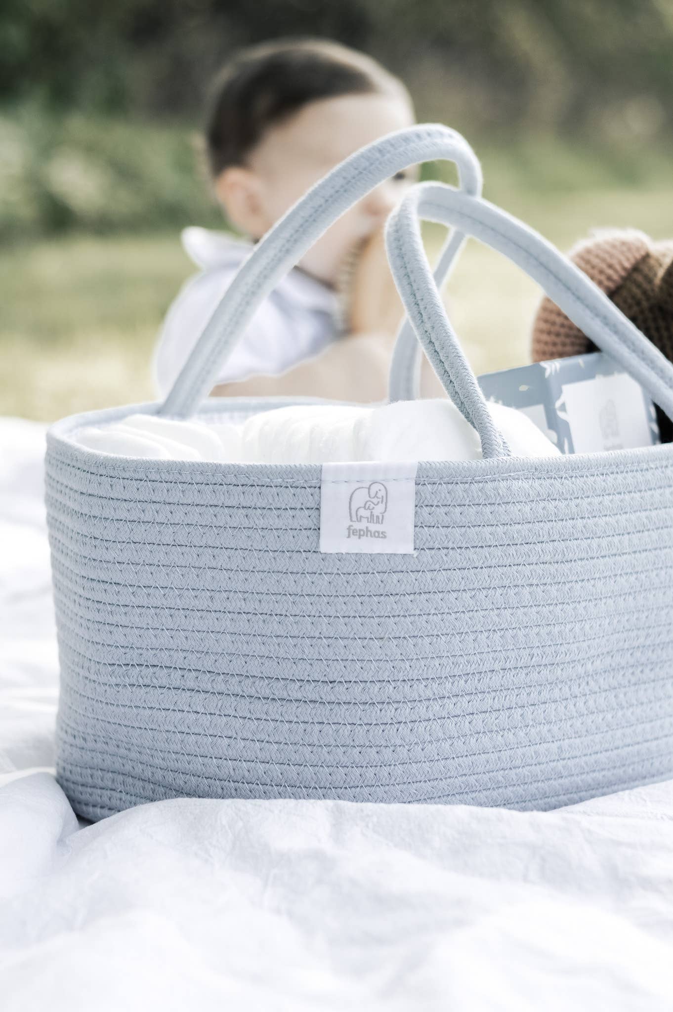 Rope Diaper Caddy | Misty Blue