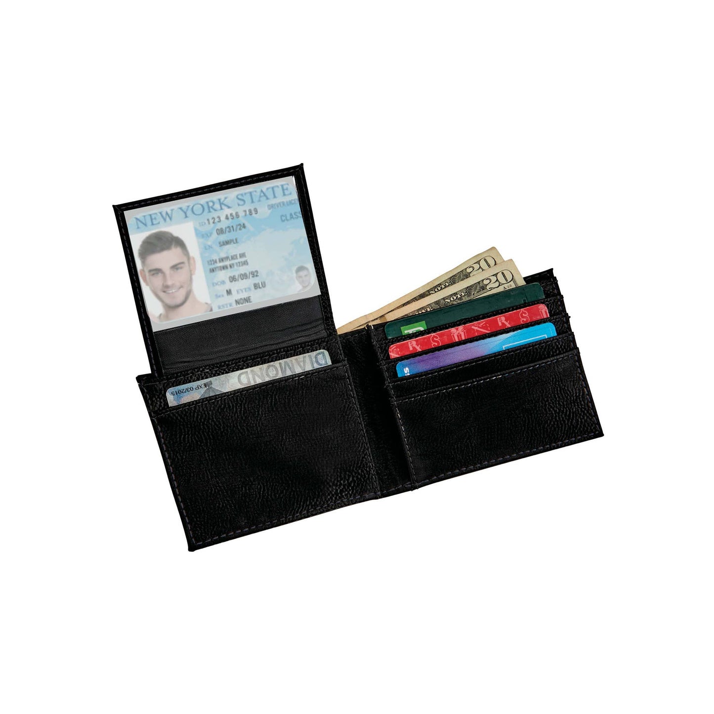 Leatherette Bill Fold, Black 4.5" X 3.75"