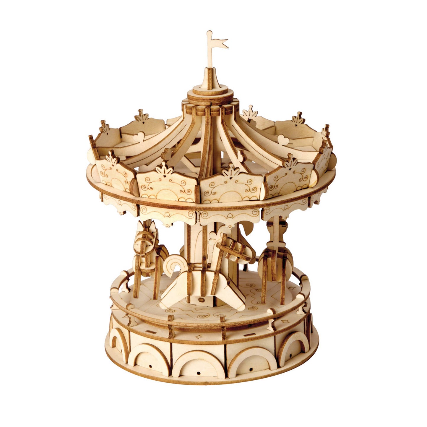 3D Laser Cut Wooden Puzzle: Merry-Go-Round