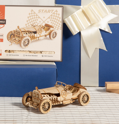 3D Laser Cut Wooden Puzzle: Grand Prix Car