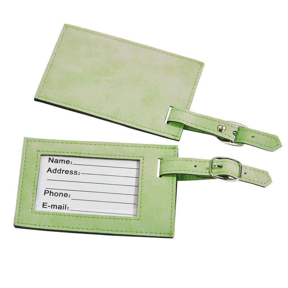 Lime Green Leatherette Luggage Tag, 4.375" X 2.75"