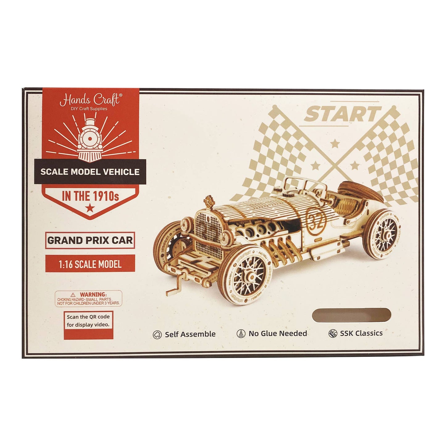 3D Laser Cut Wooden Puzzle: Grand Prix Car