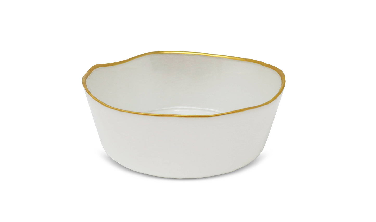 Organic Shaped Salad Bowl with Gold Trim