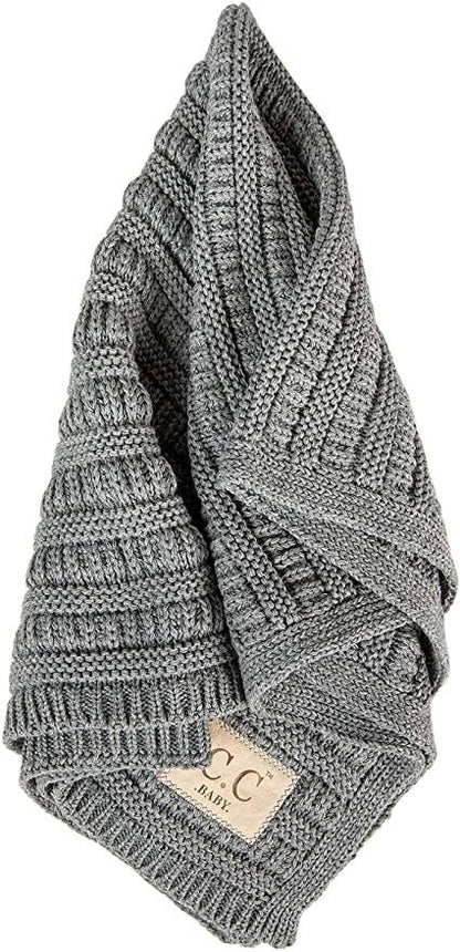 Baby Throw Blanket - Ribbed Knit (Heather Grey)