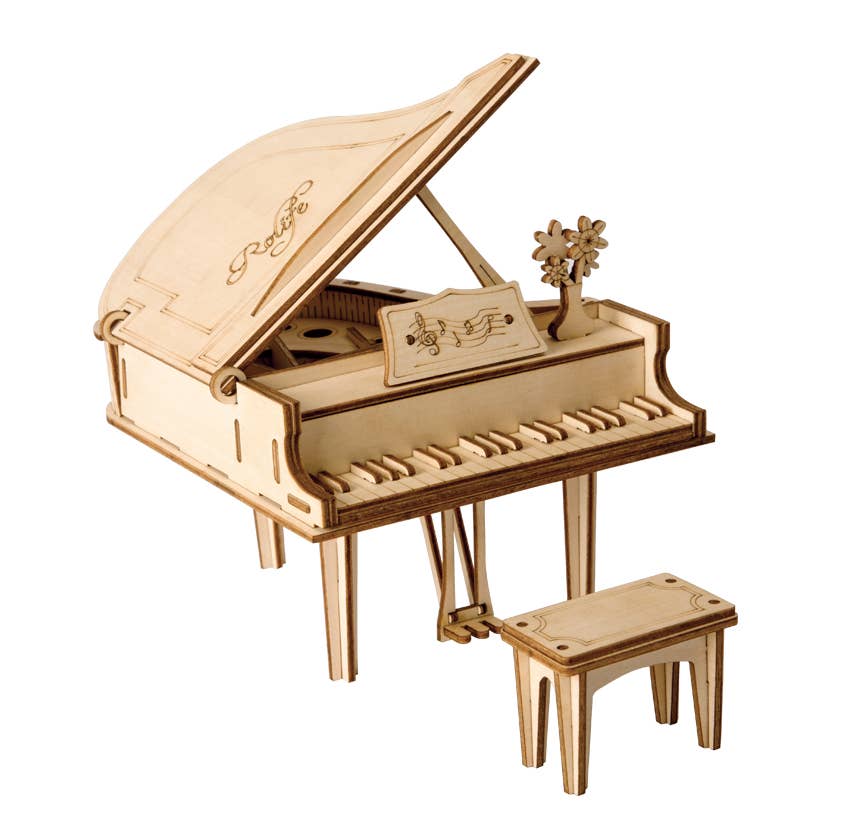 3D Laser Cut Wooden Puzzle: Piano