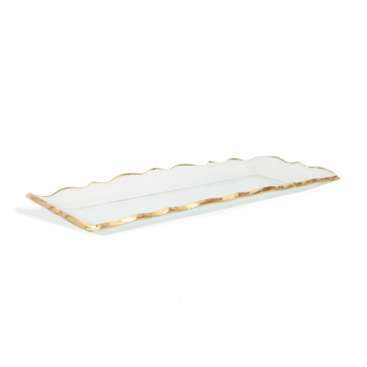 Glass Oblong Tray with Gold Edge