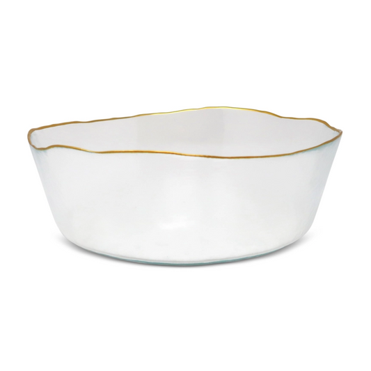 Organic Shaped Salad Bowl with Gold Trim