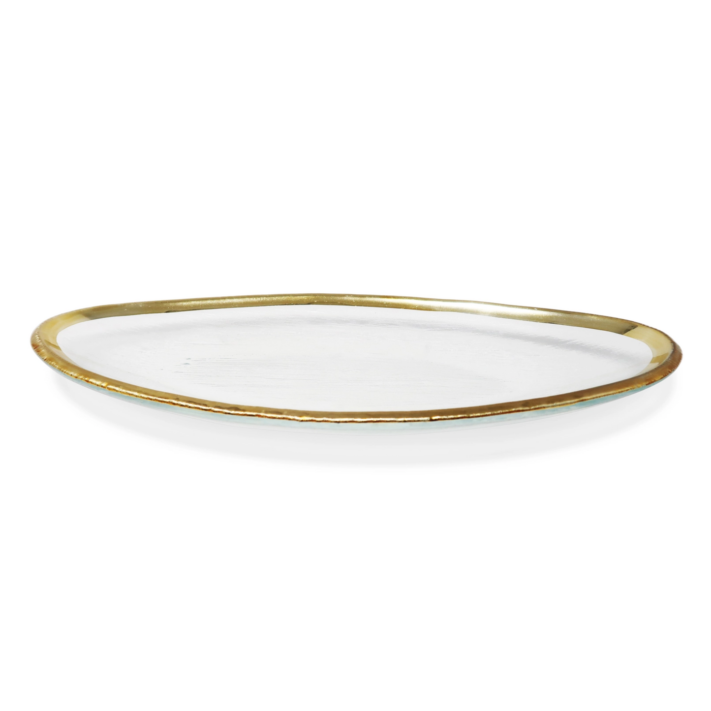 Glass Oval Tray With Gold Rim